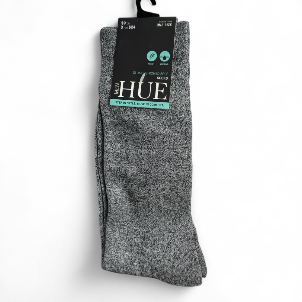 Hue Mens Slim‎ Cushioned Marled Socks One Size Gray